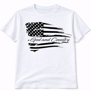 God And Country Flag Graphic T Shirt Trendy Boutique Style Tee Womens White Gift
